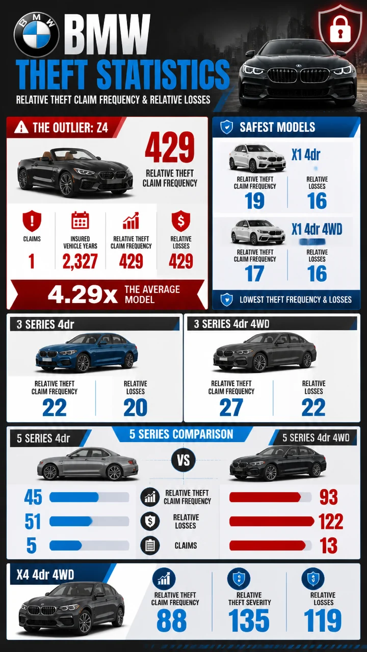 BMW Theft Statistics: 2026 Model-by-Model Risk Rankings, Loss Rates, and Surprising Outliers