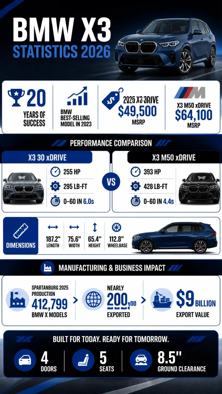 BMW X3 Statistics 2026: Sales, Specs, Plant Output, Recalls, and Sustainability Data